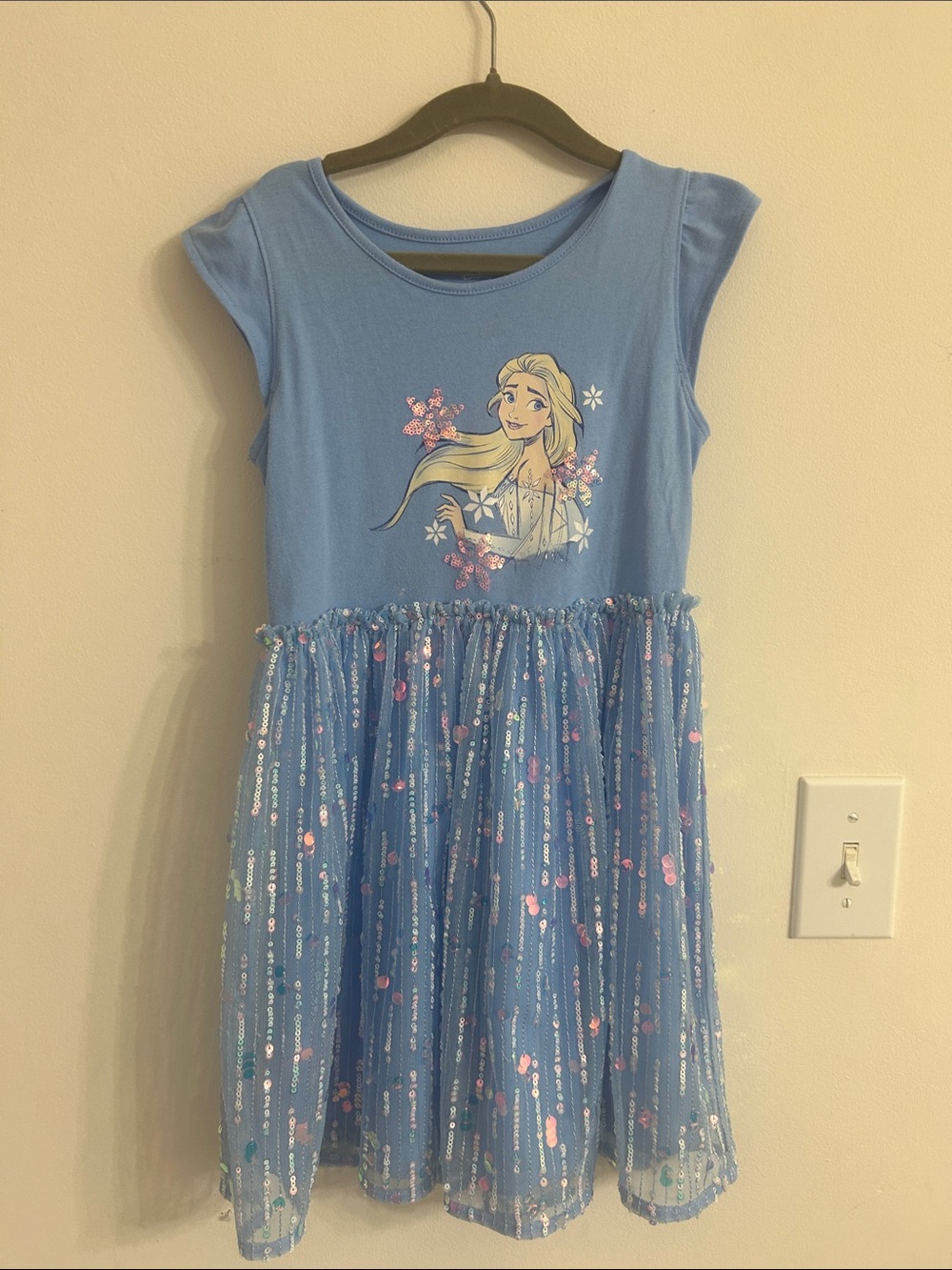 Girls' Sparkly Blue Elsa Graphic Tulle Dress